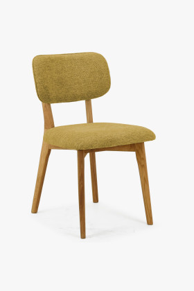 Massiver Eichenstuhl mit gelber EasyClean Polsterung